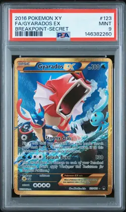 2016 POKEMON XY BREAKPOINT SECRET #123 FULL ART/GYARADOS EX PSA 9 - Image 1