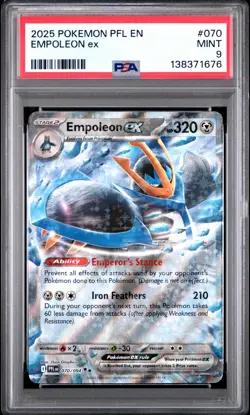 2025 POKEMON PFL EN-PHANTASMAL FLAMES #070 EMPOLEON EX PSA 9 - Image 1