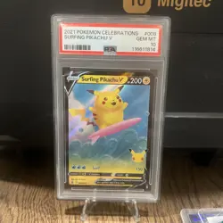 Pokemon Surfing Pikachu V Celebrations 008 PSA 10 - Image 1