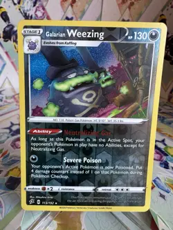 2020 Galarian Weezing Reverse Holo 113/192 SWSH02: Rebel Clash Pokemon Card - Image 1
