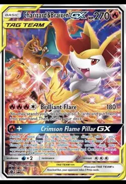 Pokemon Charizard & Braixen GX SM230 TAG TEAM Promo Holo 270 HP Basic Card - Image 1