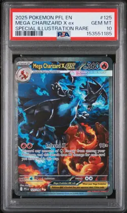 2025 POKEMON PFL EN-PHANTASMAL FLAMES #125 MEGA CHARIZARD X EX PSA 10 - Image 1