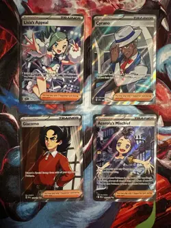 Pokemon Full Art Trainer Lot x4 Acerola’s Mischief Lisia’s Appeal Cyrano Giacomo - Image 1