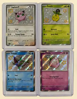 Pokemon TCG Paldean Fates Shiny Holo Lot of 4 Jigglypuff 198/091 + More - Image 1