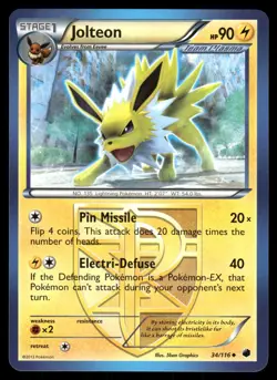 Jolteon 34/116 Uncommon Plasma Freeze Pokemon Near Mint - Image 1