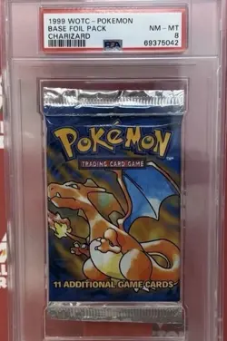 Pokemon Base Set Booster Pack Charizard Artwork PSA 8 - Image 1