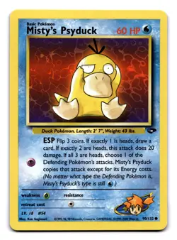 Misty's Psyduck Unlimited Common Gym Challenge 090/132 NM Pokemon TCG 2000 - Image 1