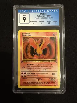 1999 Pokemon 1st Edition Fossil Non Holo Moltres 27/64 CGC 9 - Image 1