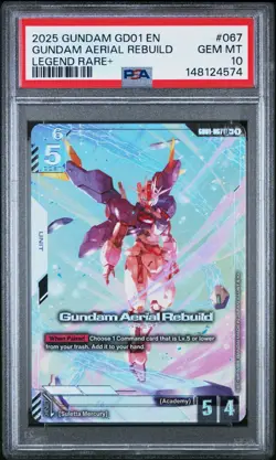 2025 GUNDAM NEWTYPE RISING LEGEND RARE+ #067 GUNDAM AERIAL REBUILD PSA 10 - Image 1