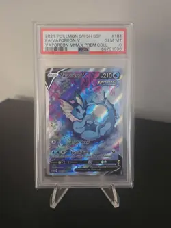 2021 POKEMON SWSH BLACK STAR PROMO #181 FULL ART/VAPOREON V PSA 10 - Image 1