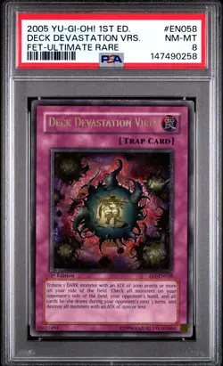 2005 YU-GI-OH! FET-FLAMING ETERNITY #EN058 DECK DEVASTATION VIRUS PSA 8 - Image 1