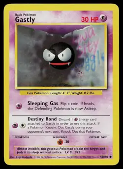Pokemon Card Base Set Gastly 50/102 Common 1999-2000 4th Print UK Exclusive - Image 1