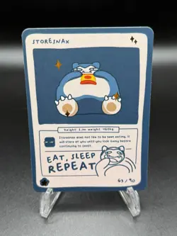 Pokedoodles Storesnax 63/90 - Rare Card - Parody Snorlax Fan Art - No-Scalp Set - Image 1