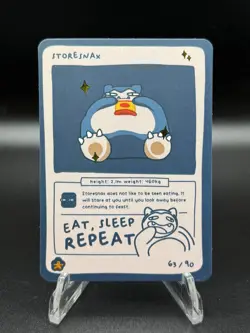 Pokedoodles Storesnax 63/90 - Rare Card - Parody Snorlax Fan Art - No-Scalp Set - Image 2