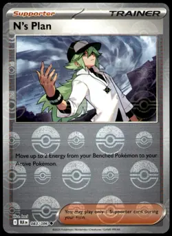 N's Plan (Poke Ball Pattern) 083/086 Holo Uncommon Black Bolt Pokemon Near Mint - Image 1