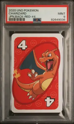 2020 UNO POKEMON JAPANESE BACK-RED-#4 CHARIZARD PSA 9 - Image 1