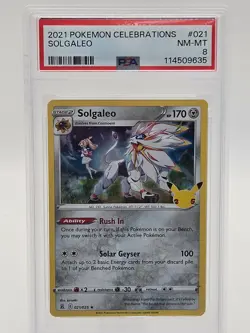 2021 Celebrations Pokemon TCG Solgaleo 021/025 PSA 8 - Image 1