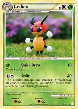 Ledian 25/123 Rare HeartGold & SoulSilver Pokemon Moderately Played - Image 1