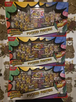 Pokemon Ascended Heros Focused Fighters Premium Collection Sealed Lot Of 3 Read - Image 1