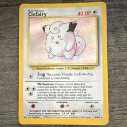 Wizards Pokemon TCG Clefairy 5/102 Base Set Unlimited Holo Rare 1999 EN - Image 1