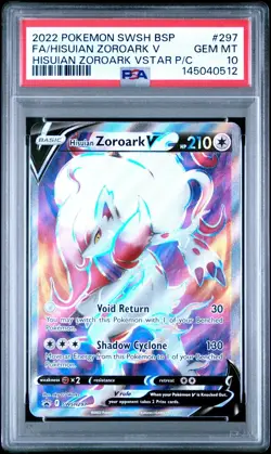 2022 POKEMON SWSH PREMIUM COLLECTION #297 FULL ART/HISUIAN ZOROARK V PSA 10 - Image 1