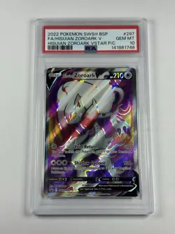 2022 POKEMON SWSH BLACK STAR PROMO #297 FULL ART/HISUIAN ZOROARK V PSA 10 - Image 2