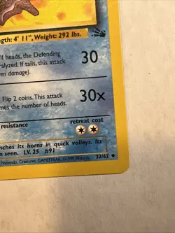 Cloyster Fossil 1st Edition 32/62 Pokemon - Image 4