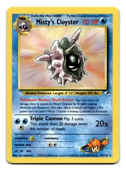 Misty's Cloyster Unlimit Pokemon TCG 2000ed Rare Gym Heroes 029/132 NM - Image 1