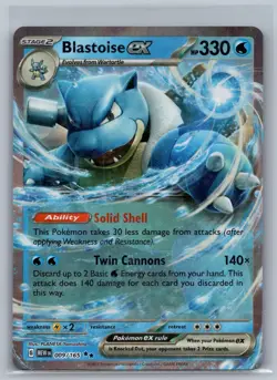Blastoise ex 009/165 Double Rare 151 Pokemon Holo Near Mint - Image 1