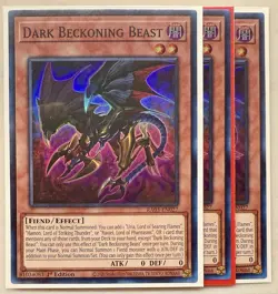 Yugioh! 3x Dark Beckoning Beast RA03-EN027 Super Rare 1st Ed NM - Image 1