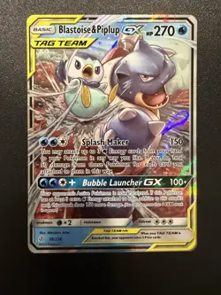 Blastoise & Piplup GX - 38/236 - Pokemon Cosmic Eclipse Sun & Moon Card NM - Image 1