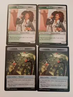MTG Magic Marvel's Spider-Man Lot 4x Tokens Human Citizen / Treasure T0004/T0007 - Image 1
