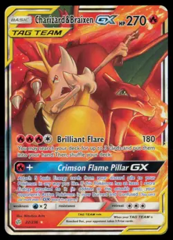 CHARIZARD & BRAIXEN GX 22/236 COSMIC ECLIPSE HOLO POKEMON CARD NEAR MINT - Image 1