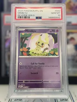 PSA 10 2025 Pokemon TCG Mimikyu Reverse Holo 042/094 Phantasmal Flames POP 9 - Image 1