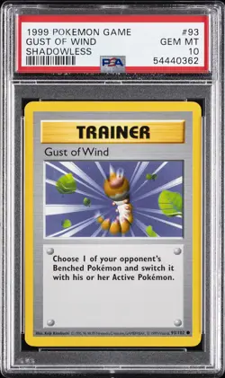 1999 POKEMON BASE SET SHADOWLESS #93 GUST OF WIND PSA 10 - Image 1