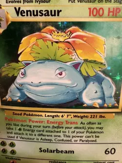 Pokemon Base Set Venusaur Holo 15/102 WOTC Rare MP Vintage 1999 - Image 2