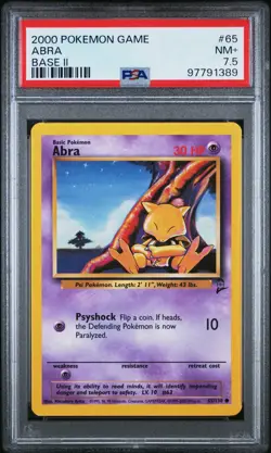 Abra 65/130 Common Base Set 2 Pokemon PSA 7.5 - Image 1