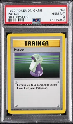 1999 POKEMON BASE SET SHADOWLESS #94 POTION PSA 10 - Image 1