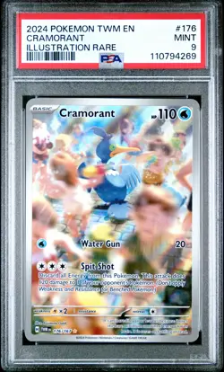 2024 POKEMON TWM EN-TWILIGHT MASQUERADE ILLUSTRATION RARE #176 CRAMORANT PSA 9 - Image 1