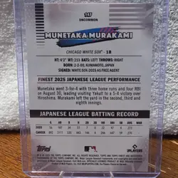 topps finest 2026 Munetaka Murakami Chicago White Sox RC card #145 /50 - Image 3