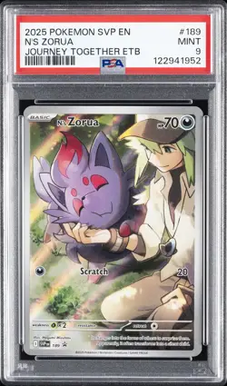 2025 POKEMON SVP EN-SV BLACK STAR PROMO #189 N'S ZORUA PSA 9 - Image 1