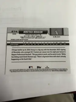 2026 Topps Chrome Munetaka Murakami Rookie Card White Sox IN HAND - Image 2