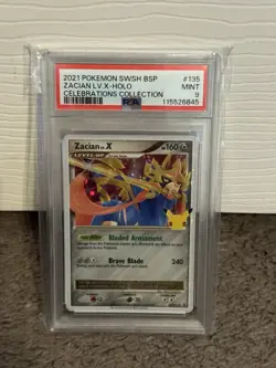2021 POKEMON SWSH BLACK STAR PROMO CELEBRATIONS COLL #135 ZACIAN LV.X-HOLO PSA 9 - Image 1