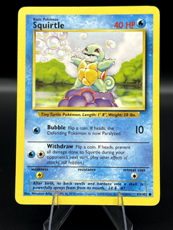 (NM) Squirtle 63/102 Base Set Pokemon TCG Card - CHOOSE YOUR CARD - 327a - Image 1