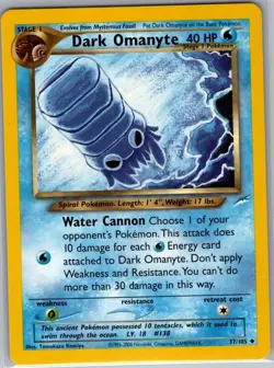 Dark Omanyte 37/105 Non Holo Neo Destiny - Pokemon Card - NM - Image 1