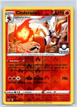 Cinderace (Pokemon League) 34/202 League & Championship Cards Reverse Holo NM - Image 1