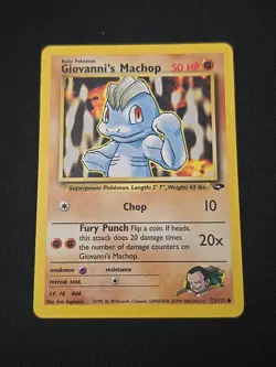 Giovanni's Machop 72/132 Gym Challenge Regular WOTC Vintage 2000 Pokemon TCG LP - Image 1