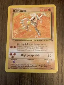 Pokemon TCG Hitmonlee 22/62 Rare Non-Holo Card Fossil Set - Image 1