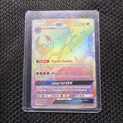 Pokemon TCG Lunala GX Rainbow Secret Rare Card Sun & Moon 153/149 - Image 1