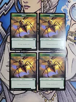 4x Insect (1,1,Flying,Deathtouch) / Inkling Dual-Sided Tokens - NM/M TDC MTG - Image 1